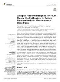 A Digital Platform Designed for Youth Mental Health Services to Deliver Personalized and Measurement-Based Care (August 2019)