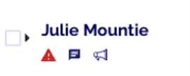 Innowell Individuals list — STB flag, request for assistance, and I need help icons beside client names