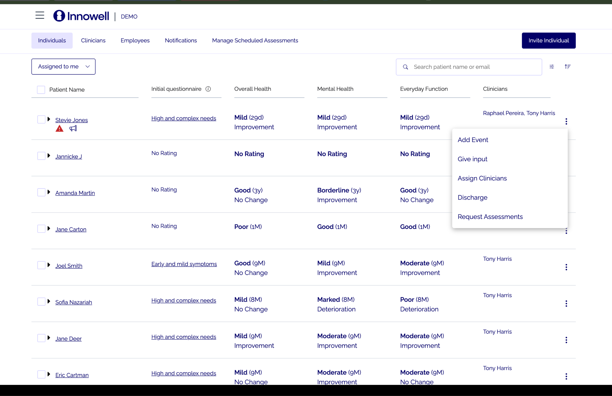 Innowell discharge confirmation — ending a client's care with your service